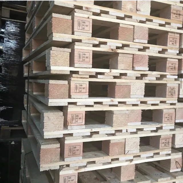 New wooden block pallets with visible heat-treatment marks