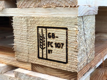 Heat Treatment stamp on a pallet block